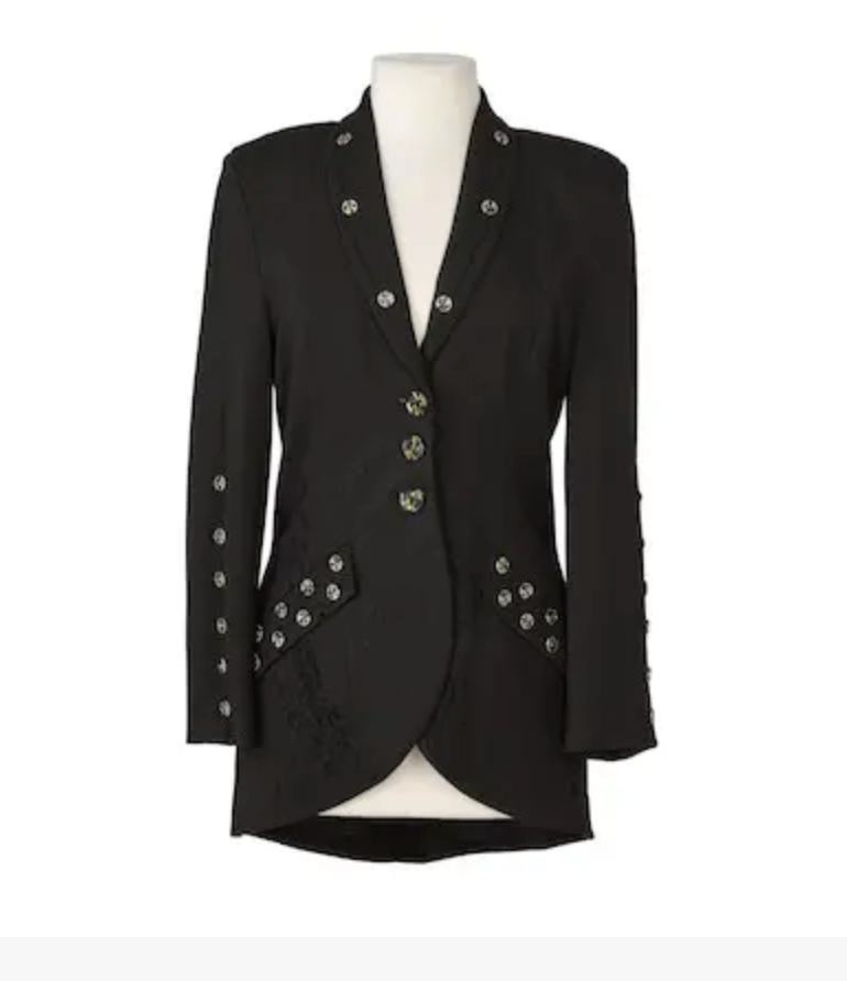 Black Long Blazer with Gold Buttons