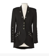 Black Long Blazer with Gold Buttons
