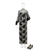 Beaded Net Gown over Black Shell