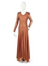 Long Nude Jersey Dress with Sequin Shoulders