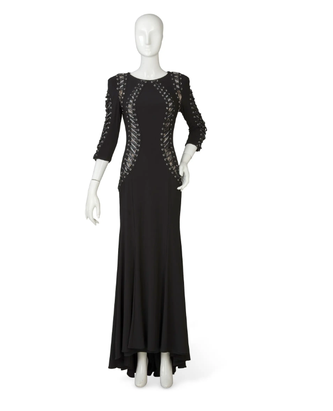 Black Lace Up Gown