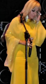 Yellow Gown with Wing Sequin Sleeves