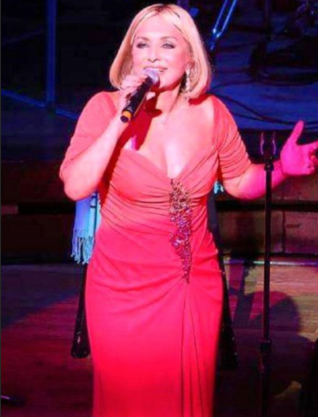 Red Dress with Beaded Rouched Front worn on the cover of her album Ejaz