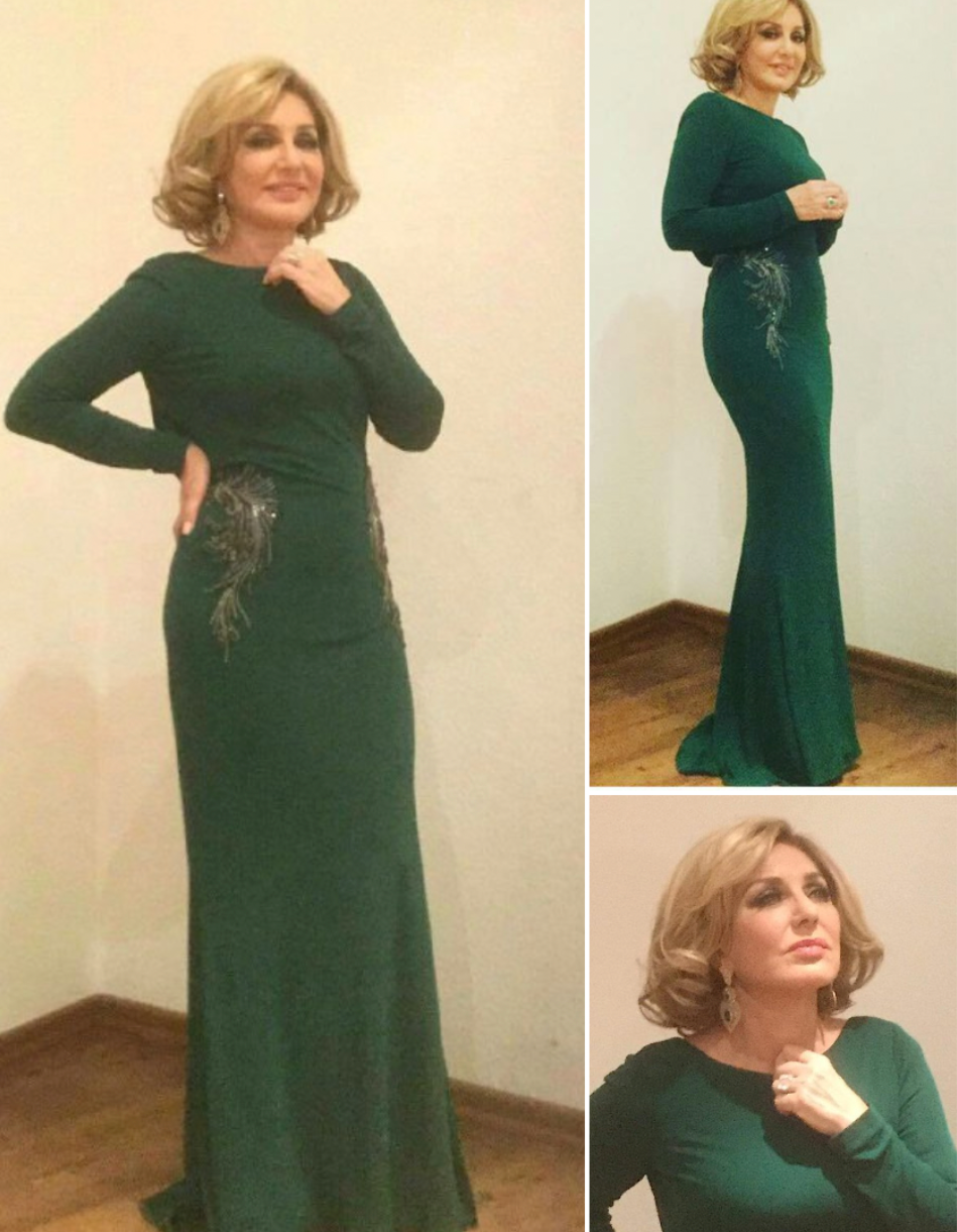 Green Gown with Embellished Sides