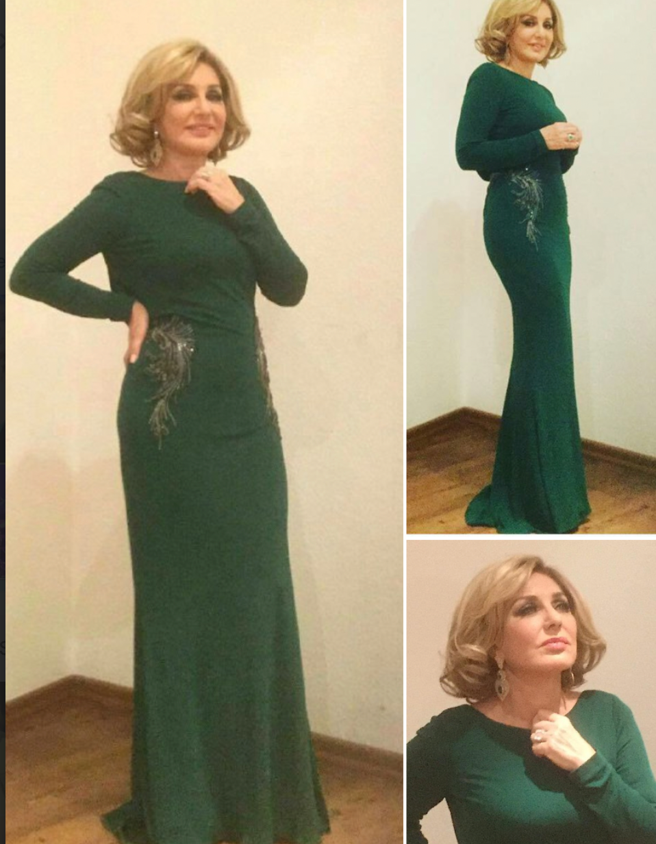 Green Gown with Embellished Sides