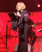 Black Gown with Floral Appliqué Sleeves