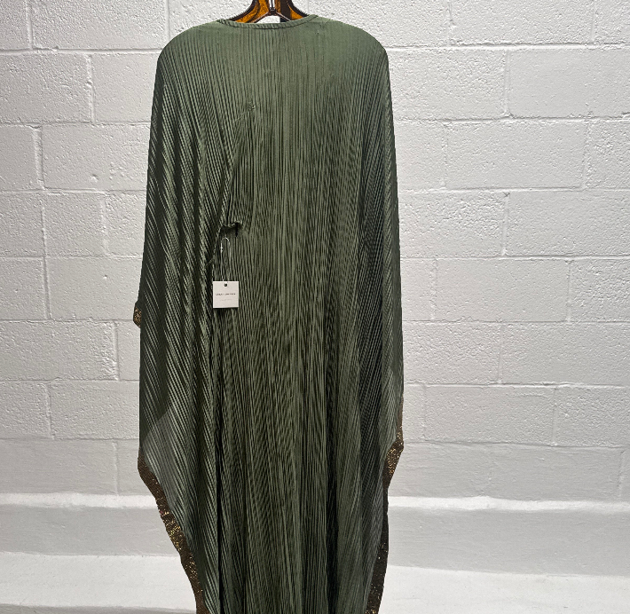 Green Caftan with Gold Beaded Finishing