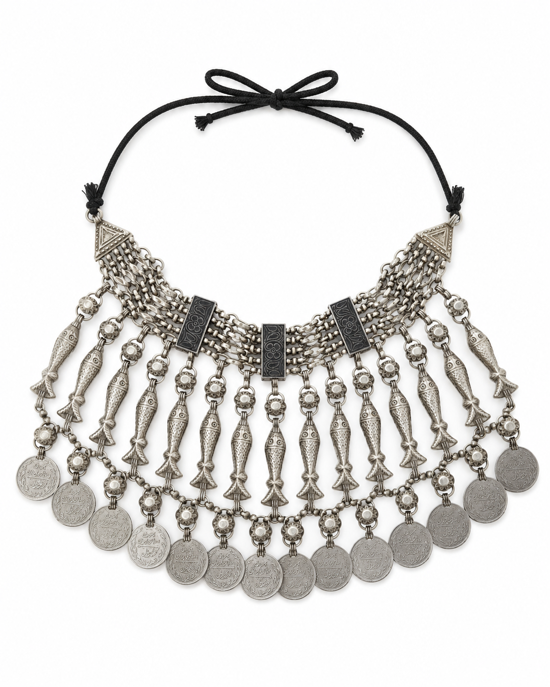Silver Fish Coin Necklace