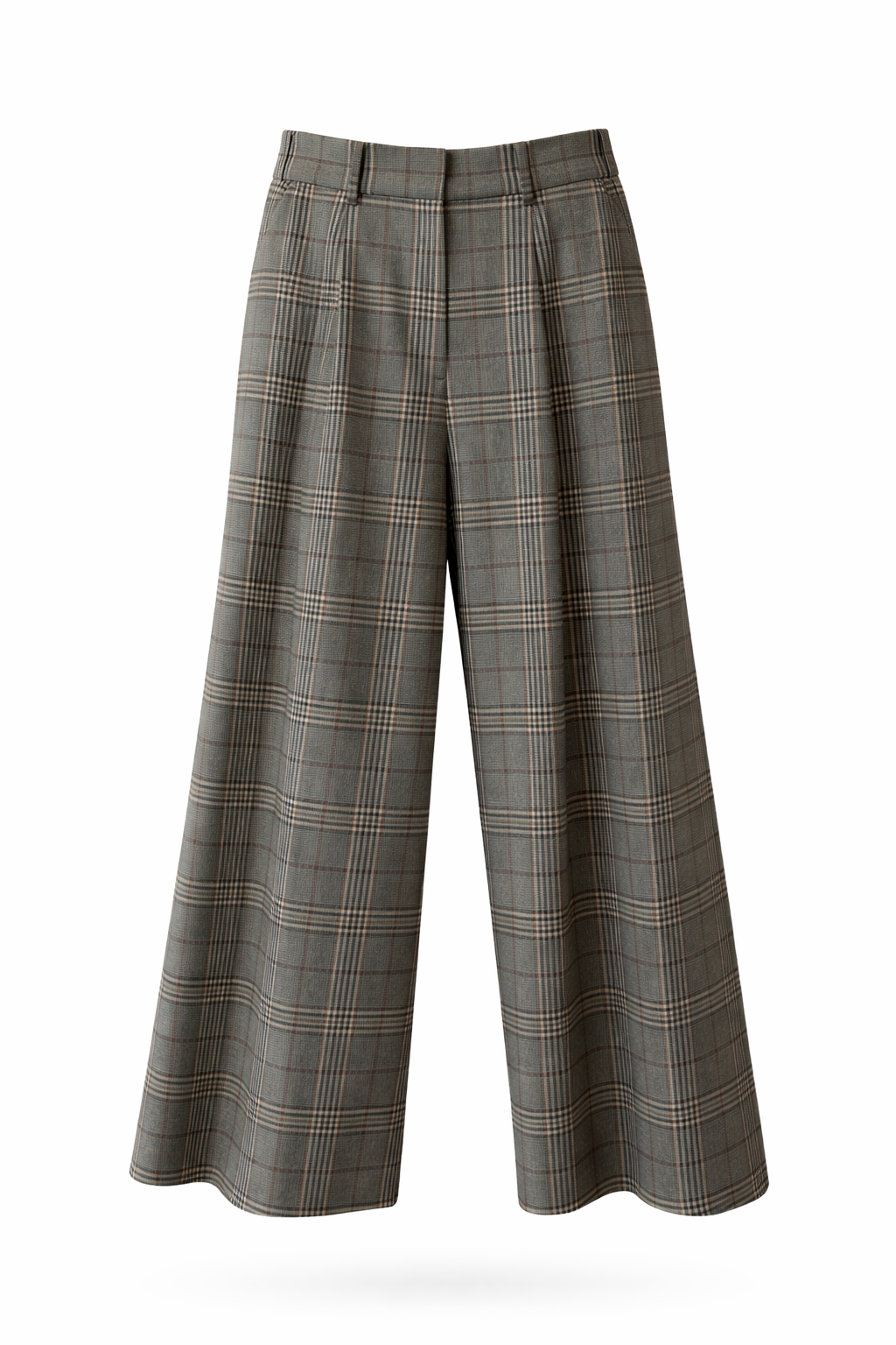 Plaid Wide Leg Wool Pants