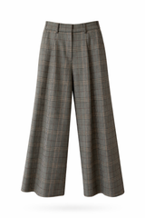 Plaid Wide Leg Wool Pants