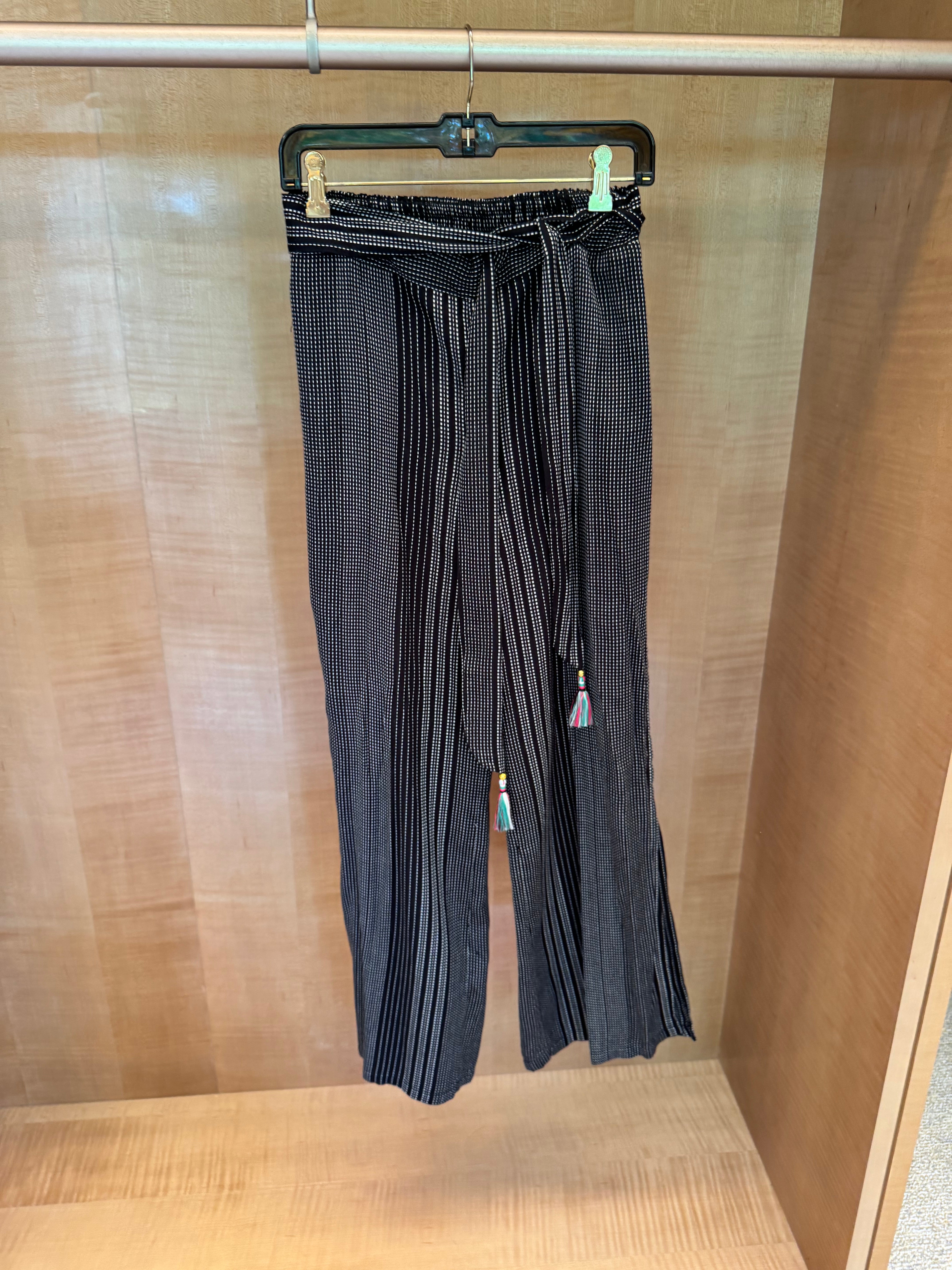 Silk Pants with Fringed Tie