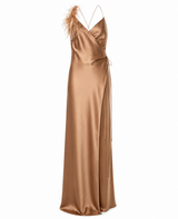 Ostrich Trim Wrap Gown