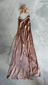 Ostrich Trim Wrap Gown