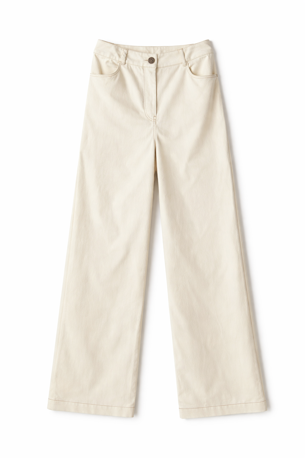 Ecru Pants with Buttoned Belt