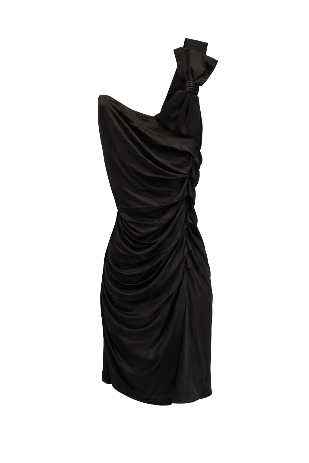 One Shoulder Satin Bow Dress