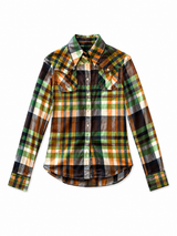 Vintage Green and Orange Plaid Shirt