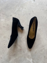 Vintage Black Velvet Heels
