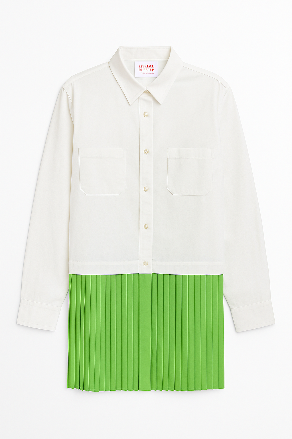 Shirt with Green Pleats