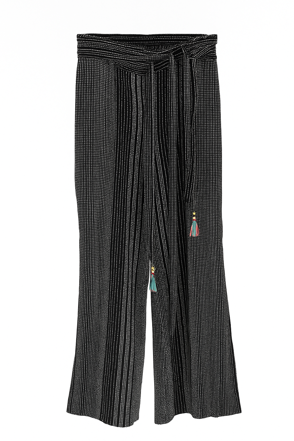 Silk Pants with Fringed Tie