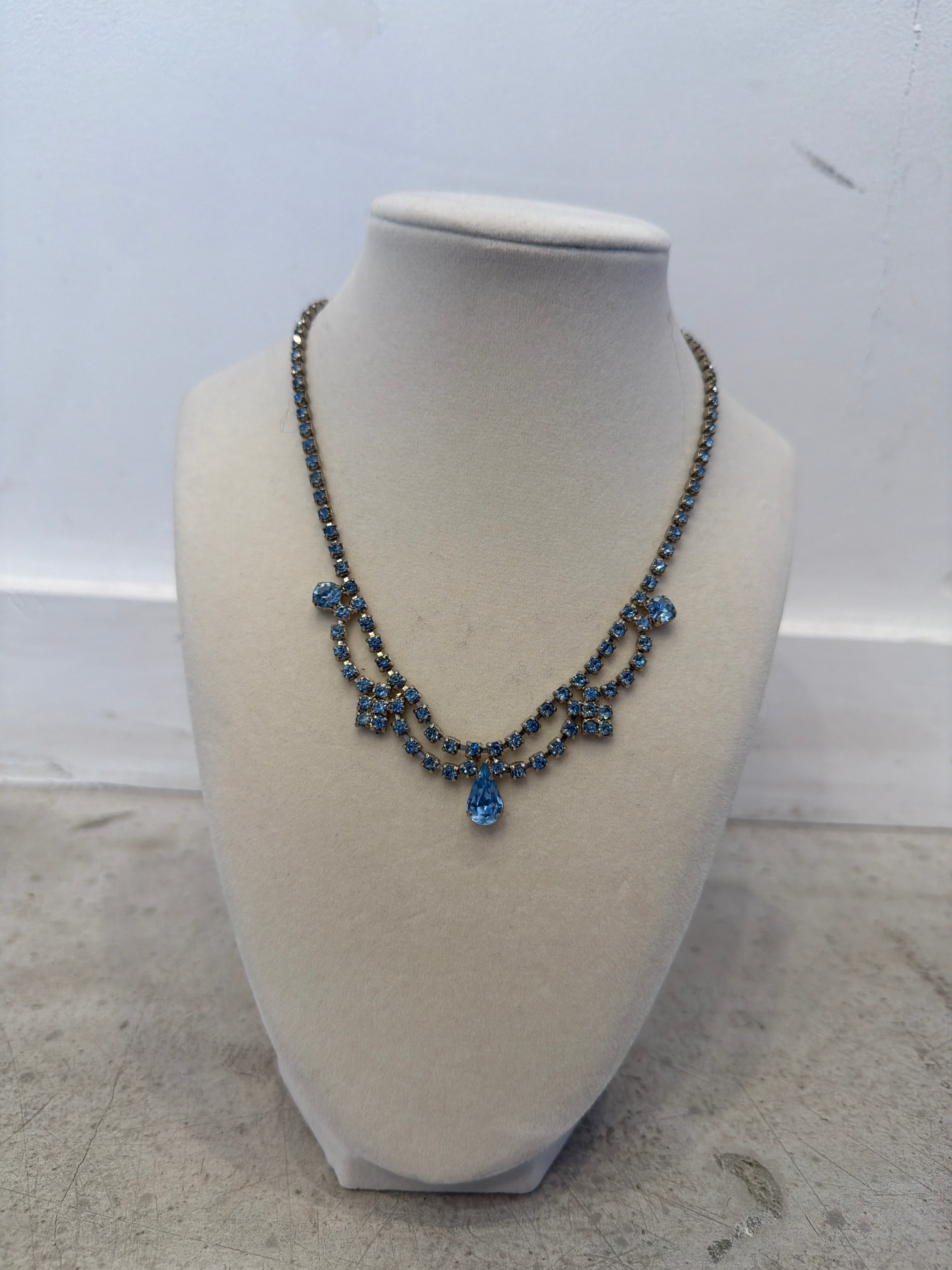 Dainty Blue Diamanté Necklace