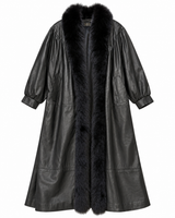Lambs Leather and Fox Fur Long Coat