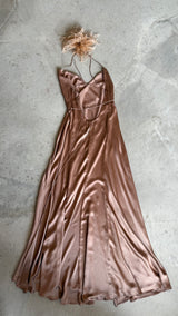 Ostrich Trim Wrap Gown